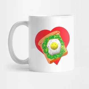 Avocado Toast Lovers Toast with Egg on a Bright Red Heart. (White Background) Mug